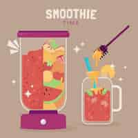 Free vector organic flat smoothies in blender glass illustration