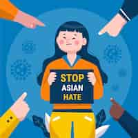 Free vector organic flat stop asian hate illustration