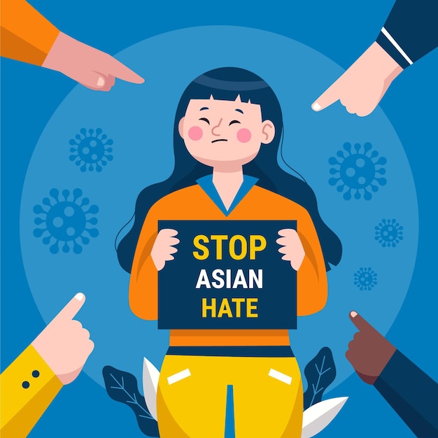 Organic flat stop asian hate illustration