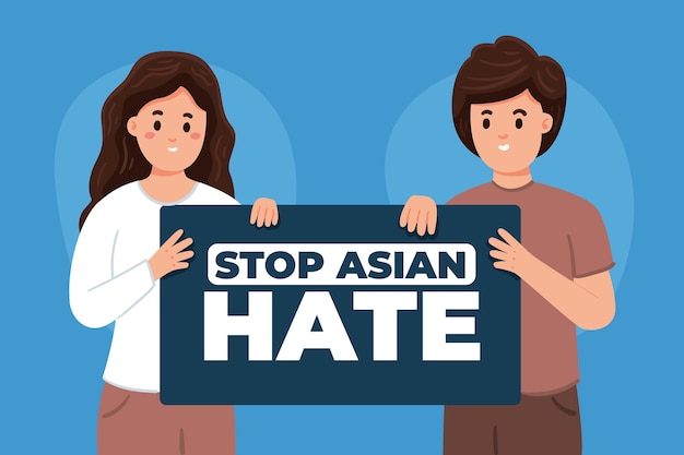 Organic flat stop asian hate illustration