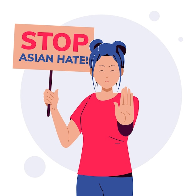 Organic flat stop asian hate illustration