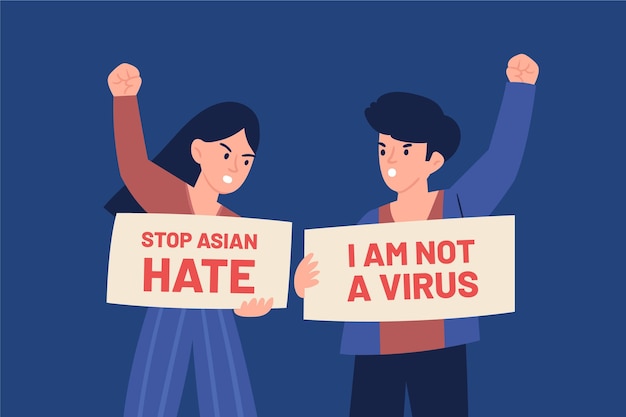 Free vector organic flat stop asian hate illustration