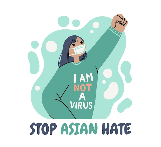 Organic flat stop asian hate illustration