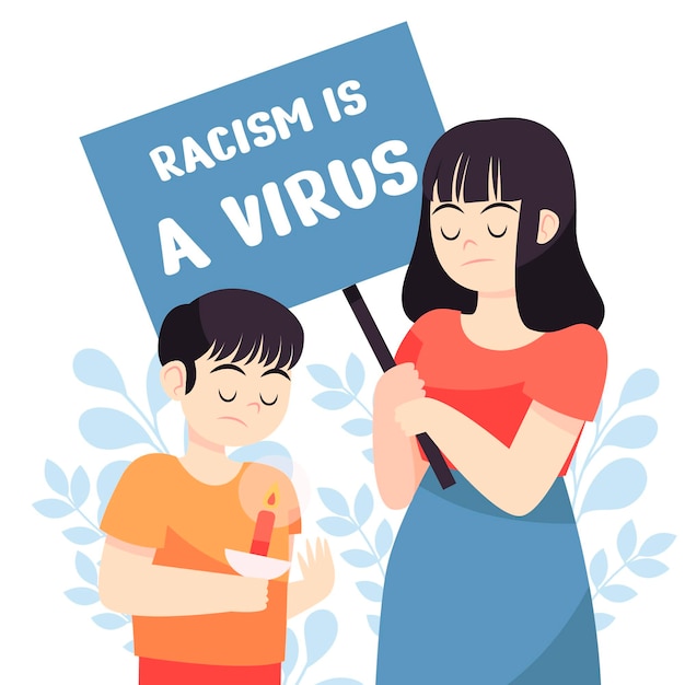 Organic flat stop asian hate message illustrated