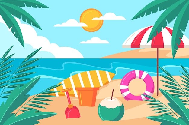 Бесплатное векторное изображение Органический плоский летний фон для видеозвонков