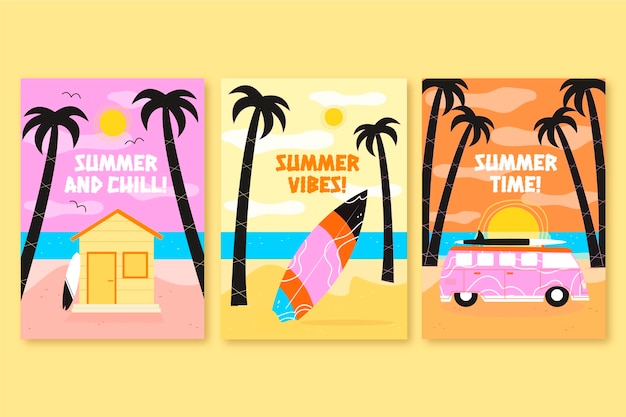 Free vector organic flat summer cards collection