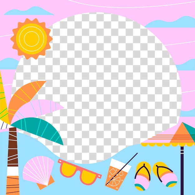 Organic flat summer facebook frame template