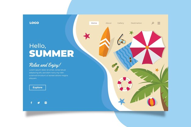 Organic flat summer landing page template