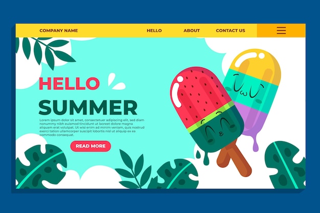 Free vector organic flat summer landing page template