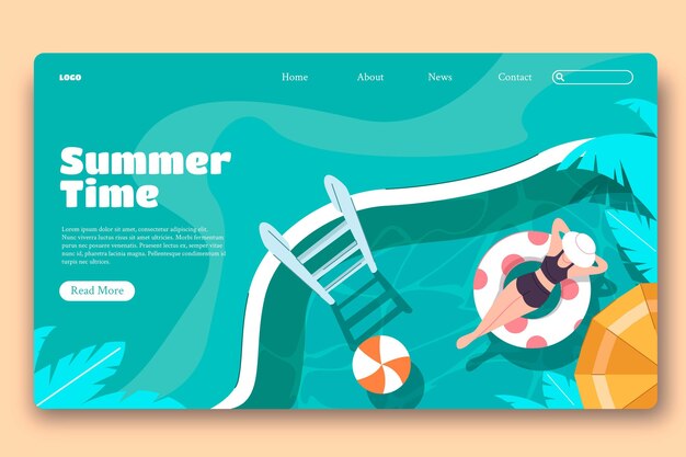 Organic flat summer landing page template