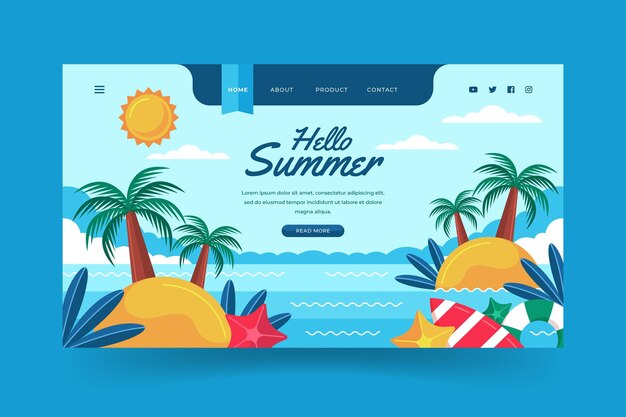 Organic flat summer landing page template