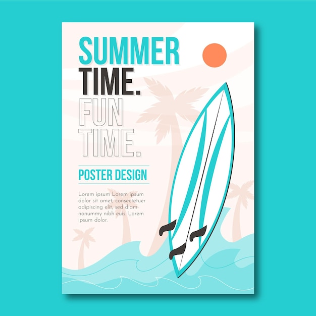 Organic flat summer party vertical poster template