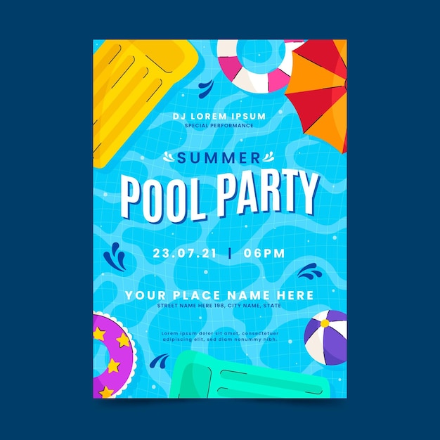 Free vector organic flat summer party vertical poster template