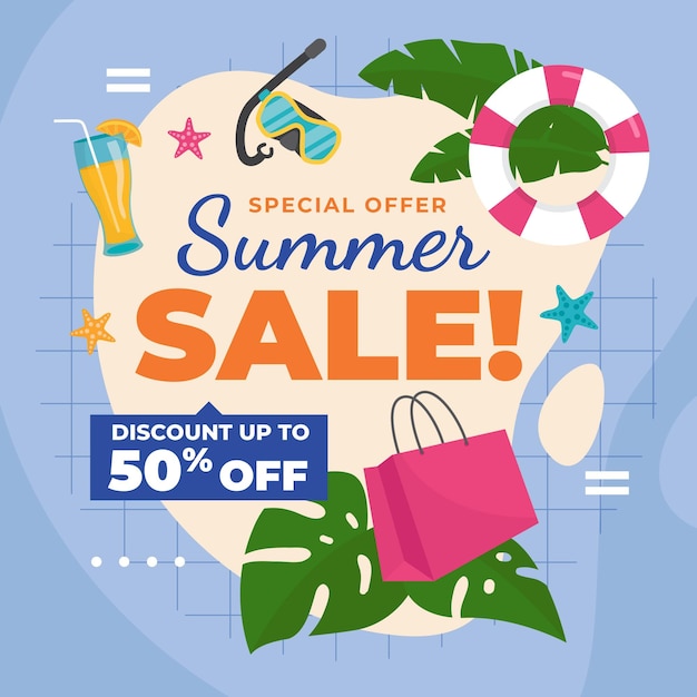 Free vector organic flat summer sale illustration