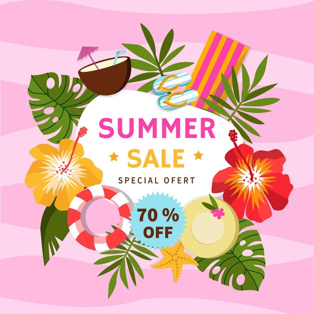 Organic flat summer sale illustration