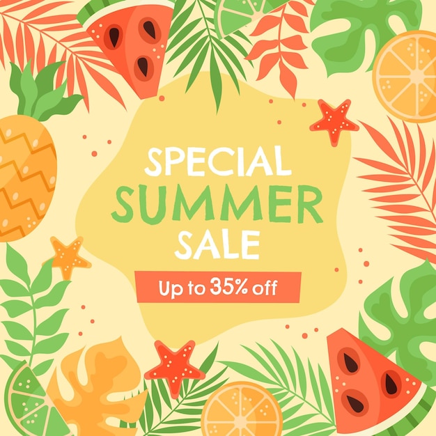 Organic flat summer sale illustration