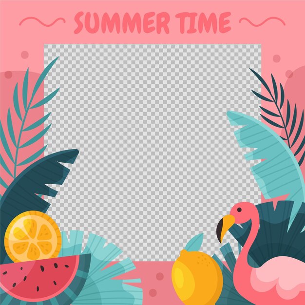 Free vector organic flat summer social media frame template