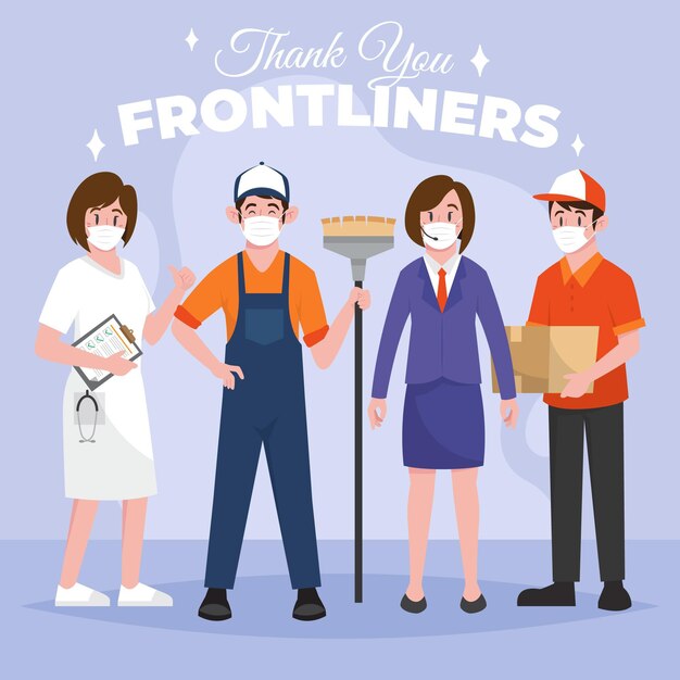 Free vector organic flat thank you essential workers