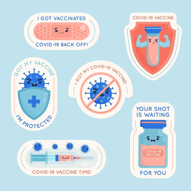 Collezione di badge campagna di vaccinazione biologica piatta