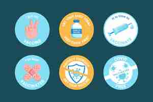 Free vector organic flat vaccination campaign badge collection