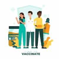 無料ベクター 有機フラットワクチン接種キャンペーン