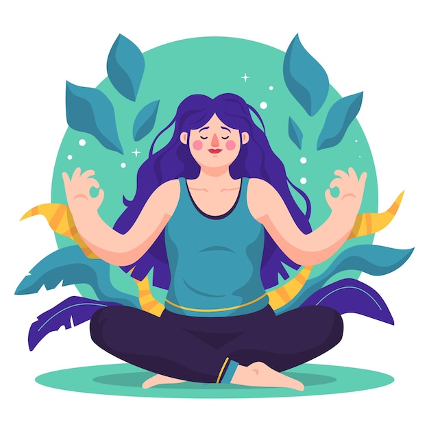 Organic flat woman meditating