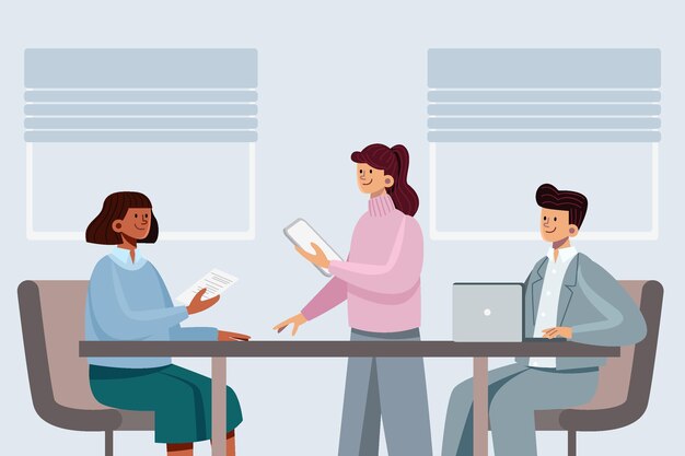 organic flat working day scene illustration