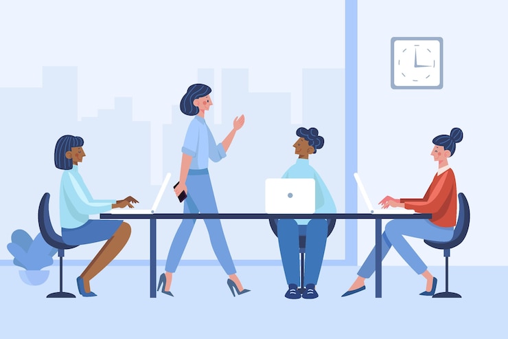 Free Vector organic flat working day scene illustration