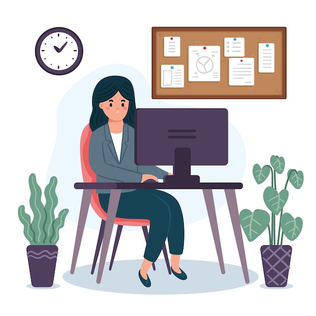 Free vector organic flat working day scene