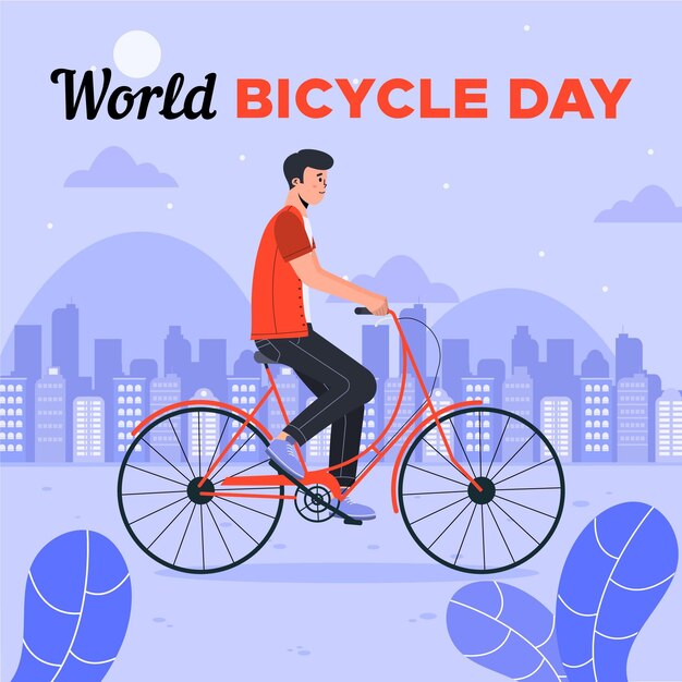 Organic flat world bicycle day illustration