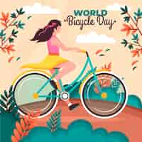 Free vector organic flat world bicycle day illustration