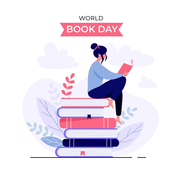 Free vector organic flat world book day illustration