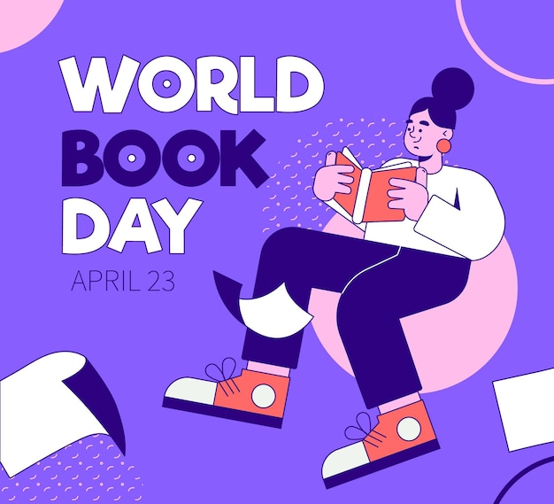 Organic flat world book day illustration