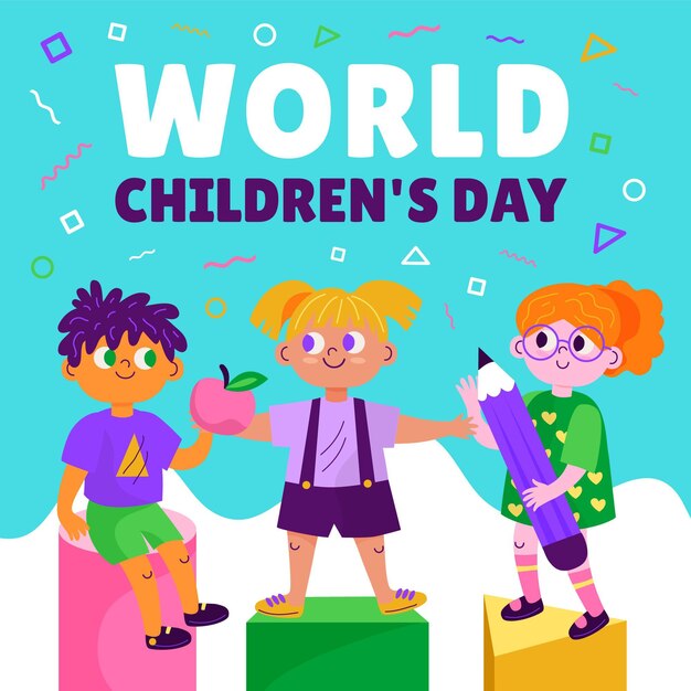 Organic flat world children's day illustration