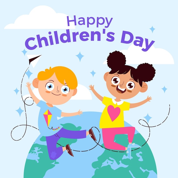 Organic flat world children's day illustration