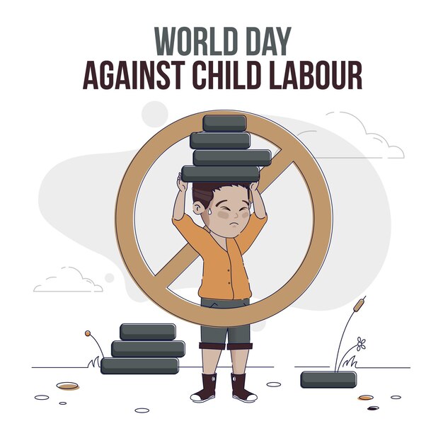 Organic flat world day against child labour illustration