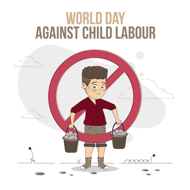 Organic flat world day against child labour illustration