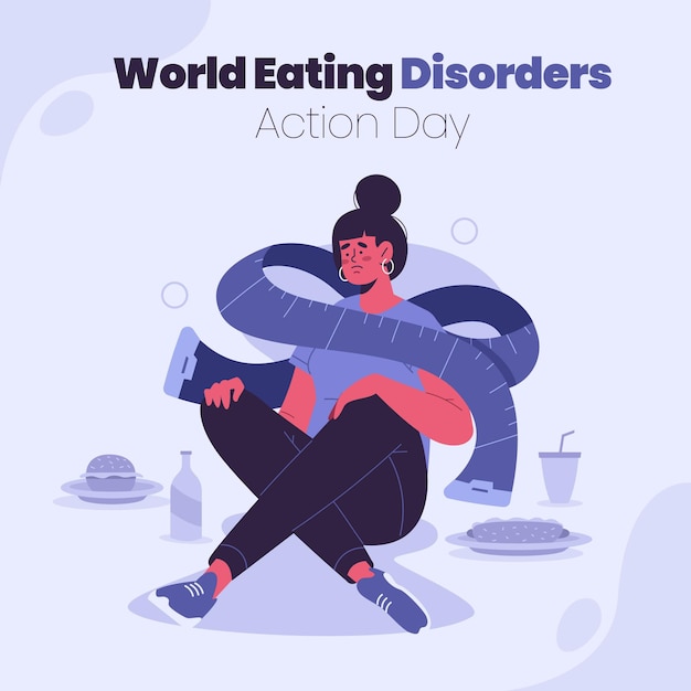 Free vector organic flat world eating disorders action day illustration