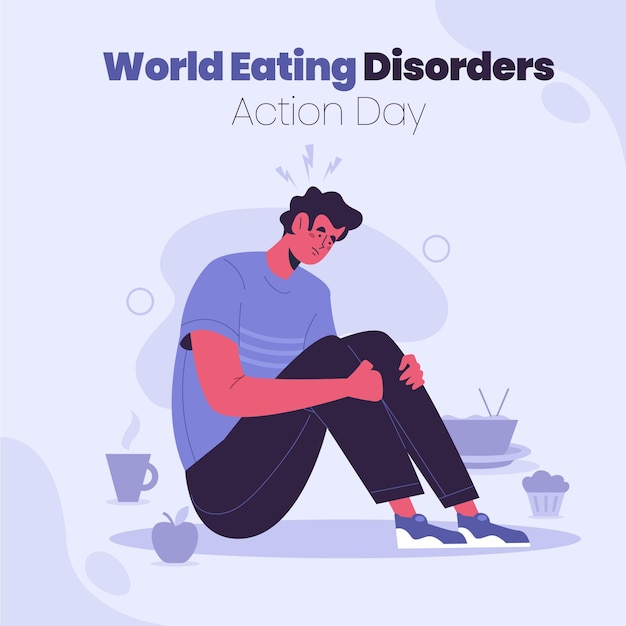 Organic flat world eating disorders action day illustration