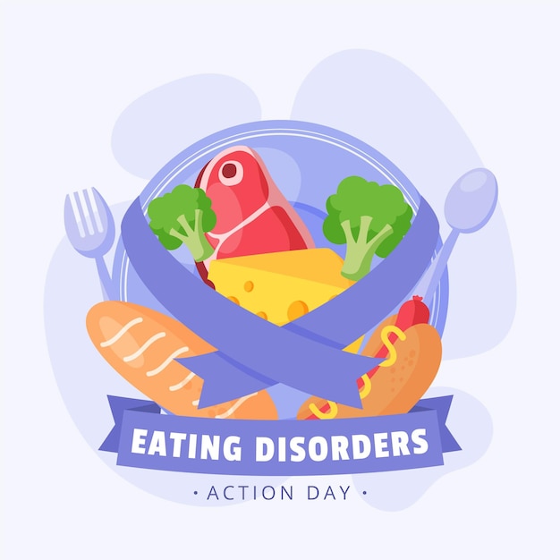 Organic flat world eating disorders action day illustration