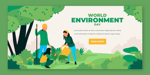 Органический плоский всемирный день окружающей среды баннер шаблон