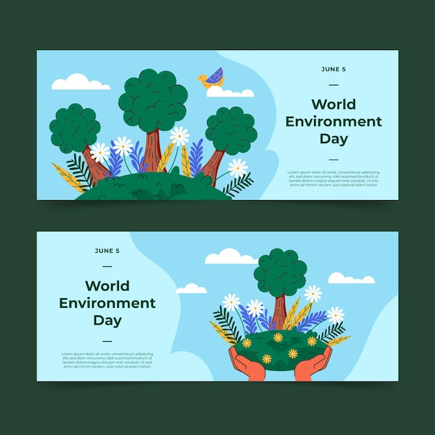 Free vector organic flat world environment day banner template