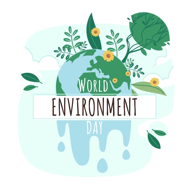 Organic flat world environment day illustration