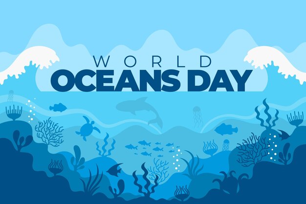 Organic flat world oceans day illustration