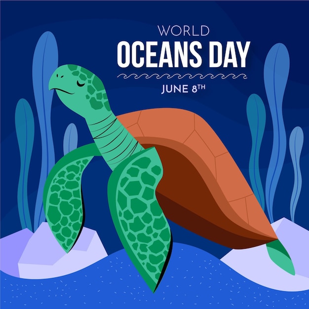 Free vector organic flat world oceans day illustration