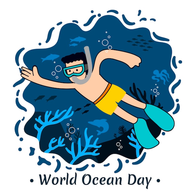 Free vector organic flat world oceans day illustration