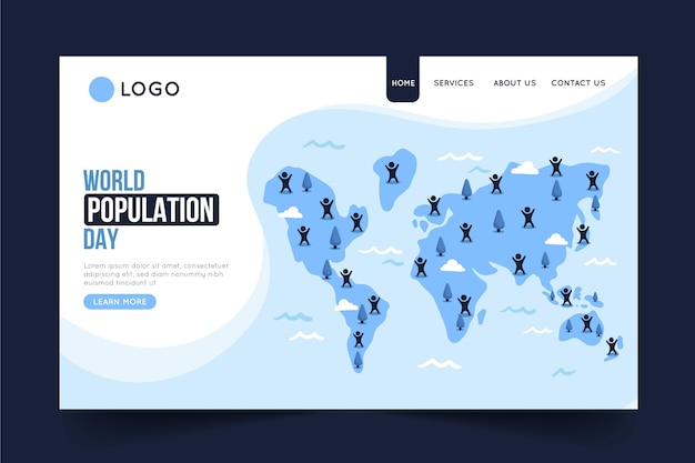 Free vector organic flat world population day landing page template