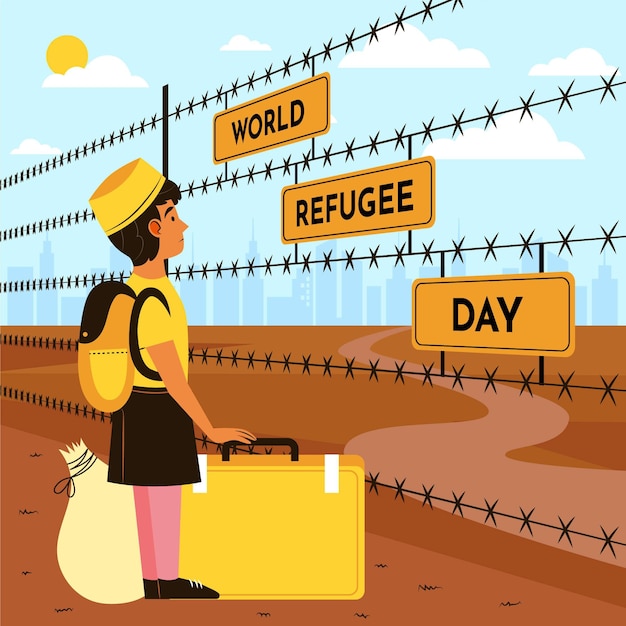 Free vector organic flat world refugee day illustration