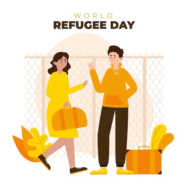Органическая плоская иллюстрация всемирного дня беженцев