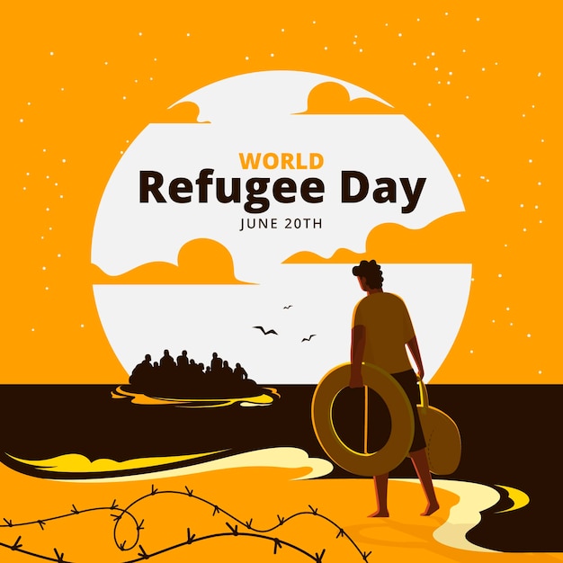 Free vector organic flat world refugee day illustration